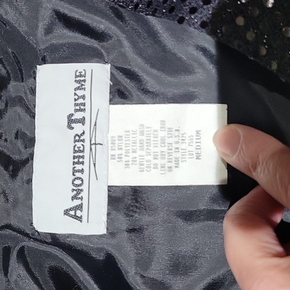 Black Shiny button down top - Picture 3 of 6